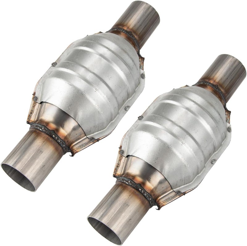 AUTOSITY 2 Pack Universal Catalytic Converter Compatible with 2.25 Inch Inlet/Outlet Universal High Flow Catalytic Converter Direct-Fit with O2 Port(EPA Compliant) - Image 1